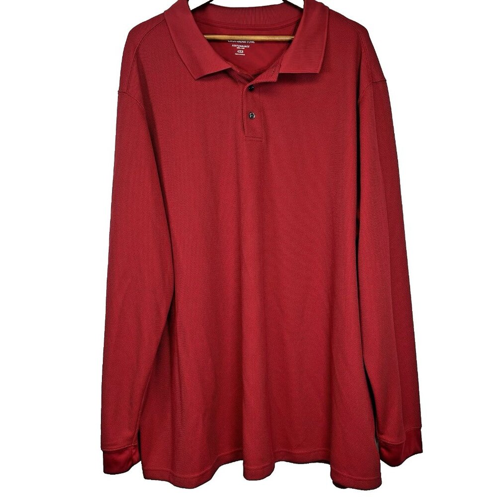 Croft and‎ Barrow Long Sleeve Polo Shirt Mens Size 4XB Performance Knit Coach